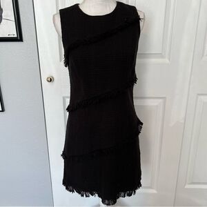 Ann Taylor Black Sleeveless Dress with Fringe Size 6 Petite